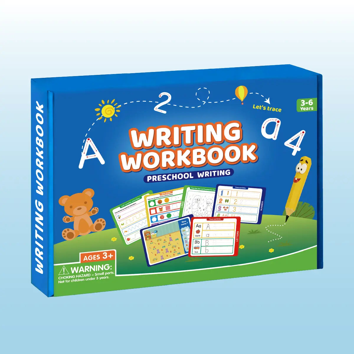 Reusable Learn-To-Write Workbook – Spiral-Bound Preschool Pen Control Tracing Book with Marker & Eraser, Reusable Letter & Number Practice for Kids Ages 3-6, 38 Pages of Lines, Shapes, Letters & Numbers